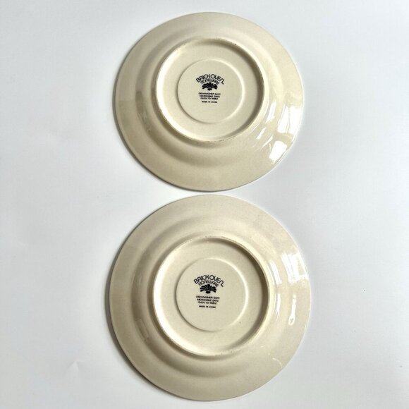 Vintage Brick Oven Stoneware Saucer Aunt Rhody Blue Goose Set Of 2 Plates 6.5" - Picture 7 of 9